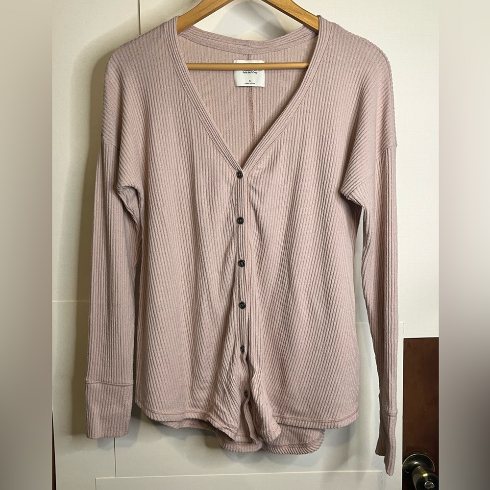 Abercrombie & Fitch Women’s S Pinky Nude Lightweight Cardigan Sweater Front Knot - Picture 2 of 8